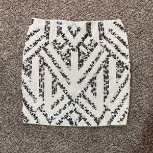 Express Black and White Sequin Mini Skirt